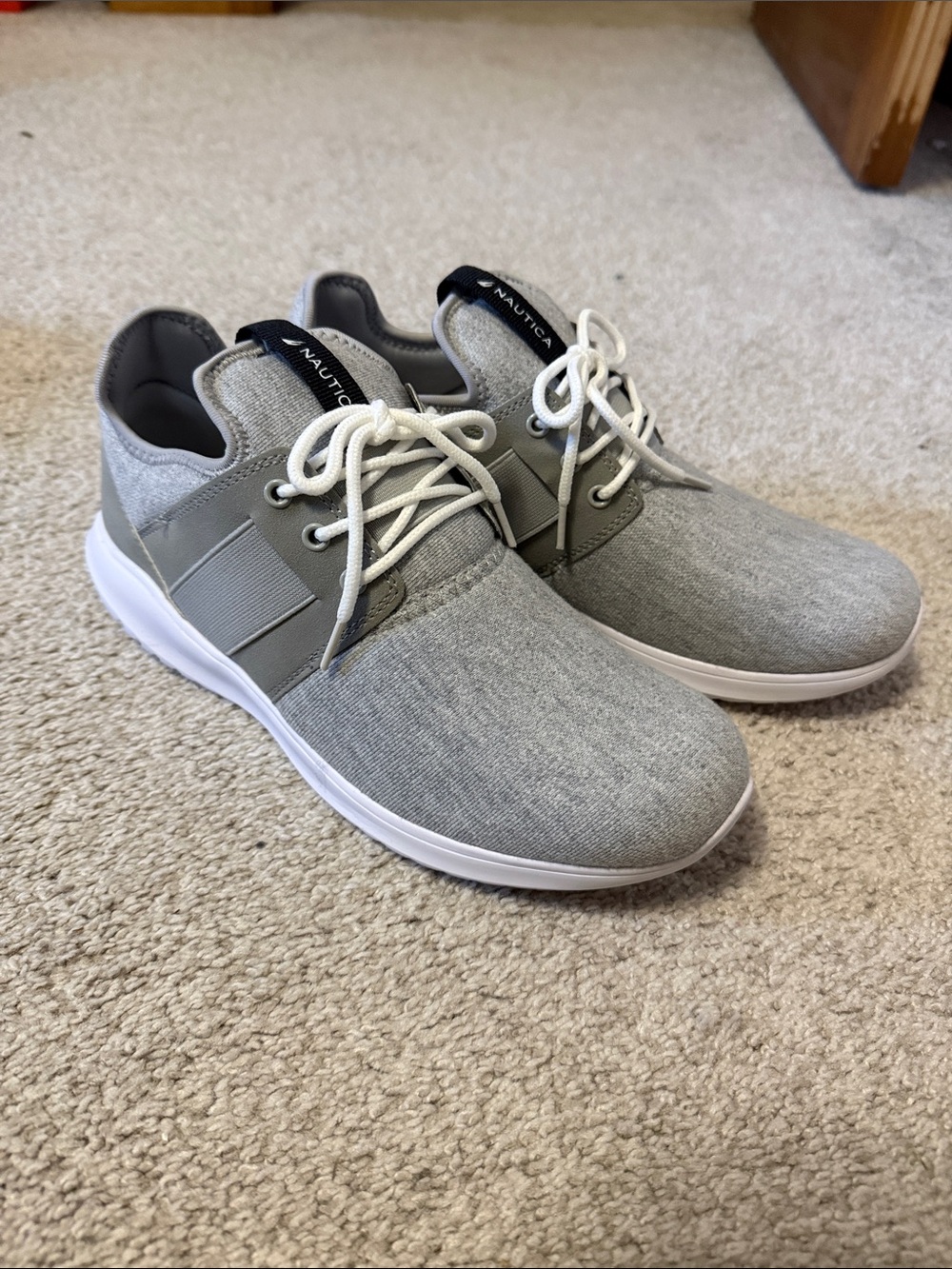 Nautica Women’s Light Gray Knit Lace-Up Sneakers